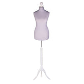 Display Guru Female Uk Size 16/18 Dressmakers Tailors Dummy Mannequin, Silver Torso Bust With White Wood Tripod Stand