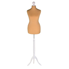 Display Guru Female Uk Size 8/10 Dressmakers Tailors Dummy Mannequin, Gold Torso Bust With White Wood Tripod Stand