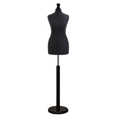 Display Guru Female Uk Size 12/14 Dressmakers Tailors Dummy Mannequin , Black Torso Bust with Black Wood Round Base
