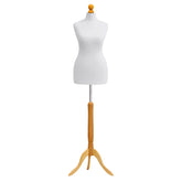 Display Guru Female Uk Size 12/14 Dressmakers Tailors Dummy Mannequin, white Torso Bust With Light Wood Tripod Stand