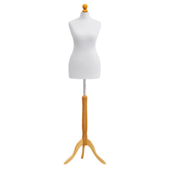 Display Guru Female Uk Size 10/12 Dressmakers Tailors Dummy Mannequin, White Torso Bust With Lightwood Tripod Stand