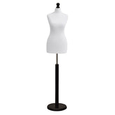 Display Guru Female Uk Size 6/8 Dressmakers Tailors Dummy Mannequin , White Torso Bust with Black Wood Round Base