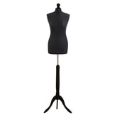 Display Guru Uk Size 6/8 Female Dressmakers Tailors Dummy Mannequin, Black Torso Bust With Black Wood Tripod Stand