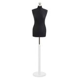 Display Guru Female Uk Size 10/12 Dressmakers Tailors Dummy Mannequin , Black Torso Bust with White Wood Round Base