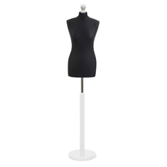 Display Guru Female Uk Size 10/12 Dressmakers Tailors Dummy Mannequin , Black Torso Bust with White Wood Round Base