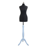 Display Guru Female Uk Size 16/18 Dressmakers Tailors Dummy Mannequin, Black Torso Bust With Silver Wood Tripod Stand