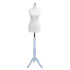 Display Guru Uk Size 8/10 Female Dressmakers Tailors Dummy Mannequin, White Torso Bust With SilverWood Tripod Stand