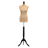 Display Guru Female Uk Size 18/20 Dressmakers Tailors Dummy Mannequin, Cream Torso Bust With Black Wood Tripod Stand
