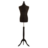 Display Guru Male Dressmakers Tailors Dummy Mannequin, Black Torso Bust With Black Wood Tripod Stand