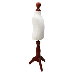 Children Kids Age 1 Tailors Dummy Mannequin, Cream Torso Bust with a Red Wood Tripod Stand