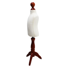 Children Kids Age 1 Tailors Dummy Mannequin, Cream Torso Bust with a Red Wood Tripod Stand