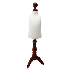 Children Kids Age 1 Tailors Dummy Mannequin, Cream Torso Bust with a Red Wood Tripod Stand