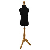 Children Kids Age 5-6 Years Tailors Dummy Mannequin, Black Torso Bust with a Light Wood Tripod Stand