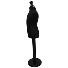 Children Kids Age 6-8 Years Tailors Dummy Mannequin, Black Torso Bust with a Black Wood Round Base