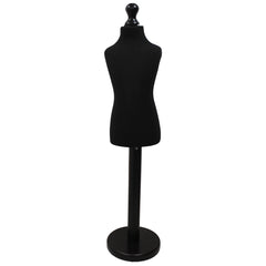 Children Kids Age 6-8 Years Tailors Dummy Mannequin, Black Torso Bust with a Black Wood Round Base