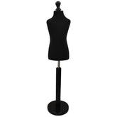 Children Kids Age 6-8 Years Tailors Dummy Mannequin, Black Torso Bust with a Black Wood Round Base