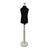 Children Kids Age 2-4 Years Tailors Dummy Mannequin, Black Torso Bust with a White Wood Round Base