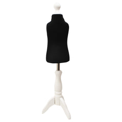 Children Kids Age 1 Tailors Dummy Mannequin, Black Torso Bust with a White Wood Tripod Stand