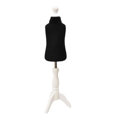 Children Kids Age 1 Tailors Dummy Mannequin, Black Torso Bust with a White Wood Tripod Stand