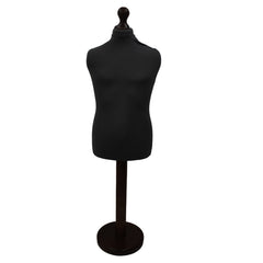 Children's Age 10-12 Years Tailors Dummy Mannequin, Black Torso Bust with a Black Wood Round Base