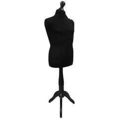 Children's Age 10-12 years Tailors Dummy Mannequin, Black Torso Bust with a Black Wood Tripod Stand