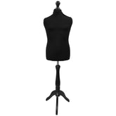 Children's Age 10-12 years Tailors Dummy Mannequin, Black Torso Bust with a Black Wood Tripod Stand