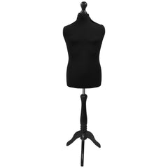 Children's Age 10-12 years Tailors Dummy Mannequin, Black Torso Bust with a Black Wood Tripod Stand