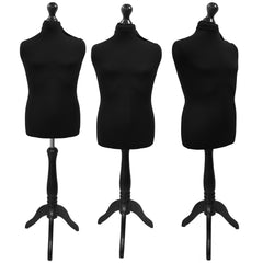 Children's Age 10-12 years Tailors Dummy Mannequin, Black Torso Bust with a Black Wood Tripod Stand
