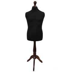 Children's Age 10-12 years Tailors Dummy Mannequin, Black Torso Bust with a Dark Wood Tripod Stand