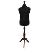 Children's Age 10-12 years Tailors Dummy Mannequin, Black Torso Bust with a Dark Wood Tripod Stand