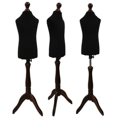 Children Kids Age 2-4 Tailors Dummy Mannequin, Black Torso Bust with a Dark Wood Tripod Stand