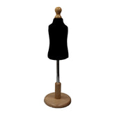 Children Kids Age 1 year Tailors Dummy Mannequin, Black Torso Bust with a Light Wood Round Base