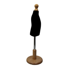 Children Kids Age 1 year Tailors Dummy Mannequin, Black Torso Bust with a Light Wood Round Base