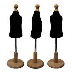 Children Kids Age 1 year Tailors Dummy Mannequin, Black Torso Bust with a Light Wood Round Base