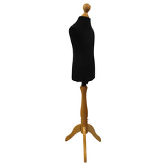 Children Kids Age 2-4 Tailors Dummy Mannequin, Black Torso Bust with a Light Wood Tripod Stand