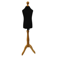 Children Kids Age 2-4 Tailors Dummy Mannequin, Black Torso Bust with a Light Wood Tripod Stand
