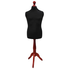 Children's Age 10-12 years Tailors Dummy Mannequin, Black Torso Bust with a Red Wood Tripod Stand