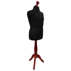 Children's Age 10-12 years Tailors Dummy Mannequin, Black Torso Bust with a Red Wood Tripod Stand