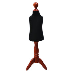 Children Kids Age 1 Tailors Dummy Mannequin, Black Torso Bust with a Red Wood Tripod Stand