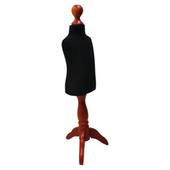 Children Kids Age 1 Tailors Dummy Mannequin, Black Torso Bust with a Red Wood Tripod Stand