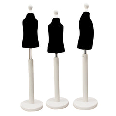 Children Kids Age 1 year Tailors Dummy Mannequin, Black Torso Bust with a white Wood Round Base