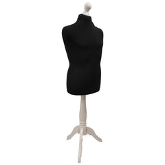 Children's Age 10-12 years Tailors Dummy Mannequin, Black Torso Bust with a White Wood Tripod Stand