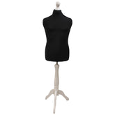 Children's Age 10-12 years Tailors Dummy Mannequin, Black Torso Bust with a White Wood Tripod Stand