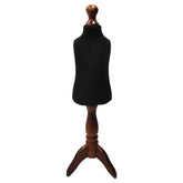 Children Kids Age 1 Tailors Dummy Mannequin, Black Torso Bust with a Dark Wood Tripod Stand