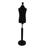 Children Kids Age 2-4 Years Tailors Dummy Mannequin, Black Torso Bust with a Black Wood Round Base