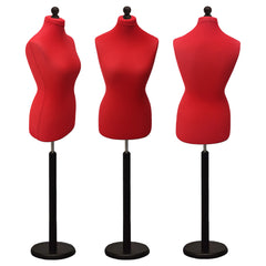 Display Guru Female Uk Size 8/10 Dressmakers Tailors Dummy Mannequin , Red Torso Bust with Black Wood Round Base