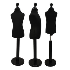 Children Kids Age 2-4 Years Tailors Dummy Mannequin, Black Torso Bust with a Black Wood Round Base