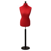 Display Guru Female Uk Size 18/20 Dressmakers Tailors Dummy Mannequin Red Torso Bust with Black Wood Round Base