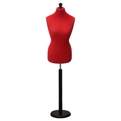 Display Guru Female Uk Size 18/20 Dressmakers Tailors Dummy Mannequin Red Torso Bust with Black Wood Round Base