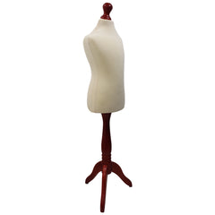 Children Kids Age 5-6 Years Tailors Dummy Mannequin, Cream Torso Bust with a Red Wood Tripod Stand